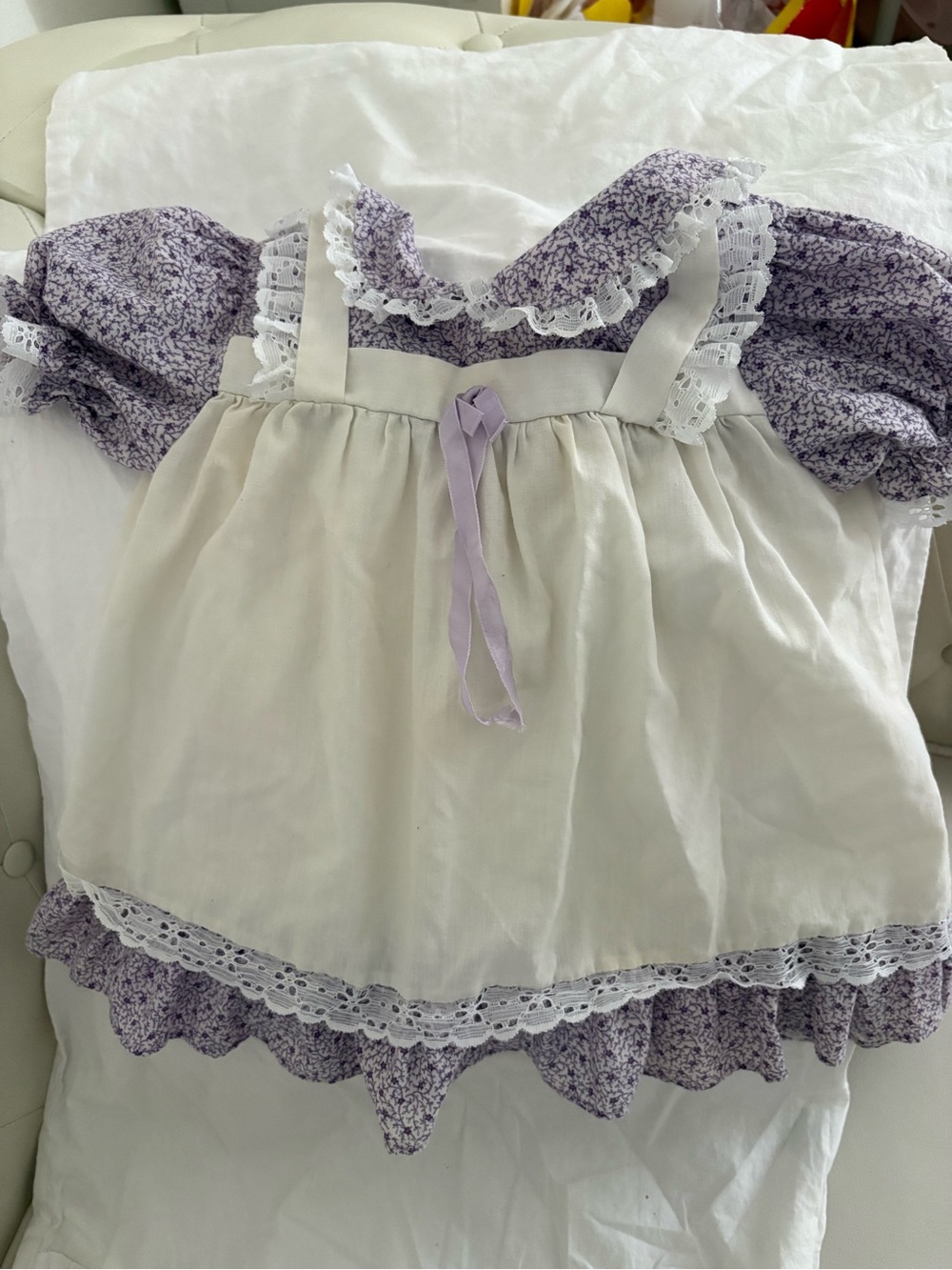 Vintage Lavender Floral and Cream Sundress for Toddler